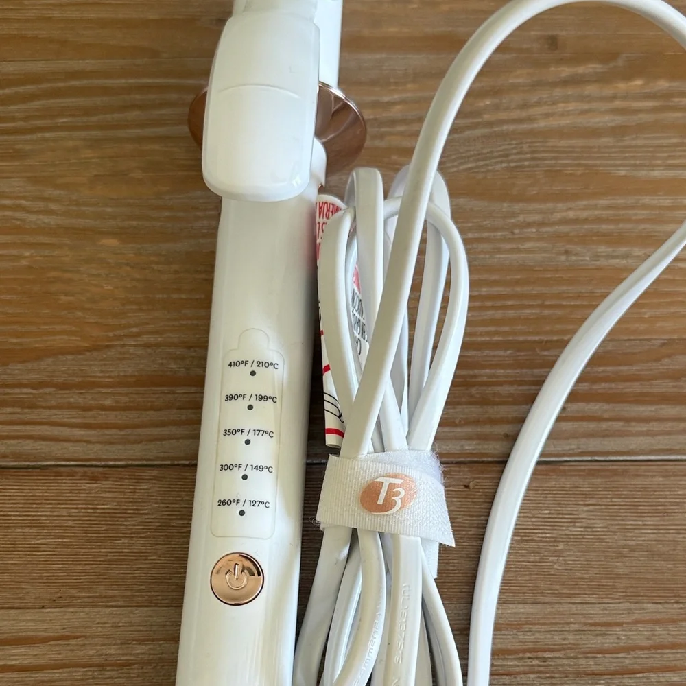 T3 1 1/4” White and Rose Gold Curling Iron - Picture 3 of 6
